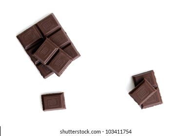 Cubes Of Dark Chocolate View From Above