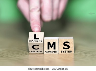 Cubes form the abbreviations CMS (content management system) and LMS (learning management system).