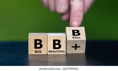 Cubes form the expression BB+ and BBB (Big Beautiful Bill). Symbol for the 'big beautiful bill' law and the credit rating of the united states. 