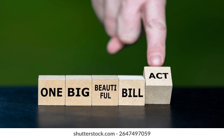 Cubes form the expression 'one big beautiful bill act'.