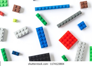 Cubes Of Lego On White Background.