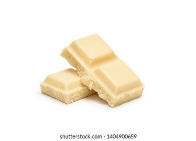 Cubes of white chocolate bar isolated on white background - Shutterstock ID 1404900659