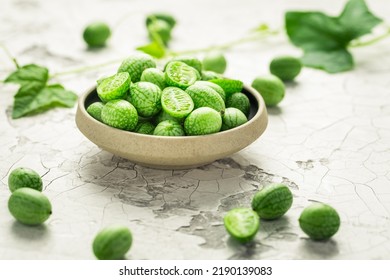 Cucamelon (Melothria Scabra) - Mexican Sour Cucumber, Pepquinos. Edible Vegetables With High Level Of Potassium And Vitamin C