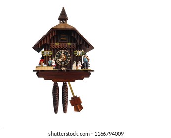 Cuckoo clock on white background and clipping path.
