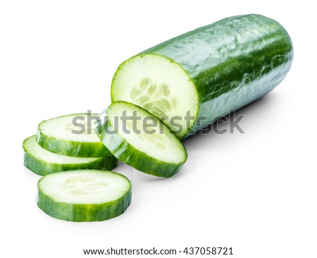 cucumber sliced isolated on white background clipping path