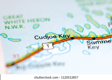 Cudjoe Key. Florida. USA On A Map