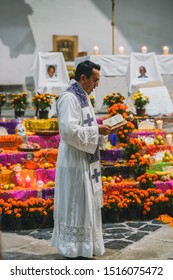 Cuernavaca, Morelos/Mexico- November 1, 2018: Priest Sermon For Day Of The Dead