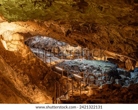 Cueva de Las Güixas, Villanúa, Pyrenees, Huesca, Aragon, Spain. Cave that can be visited in Villanua