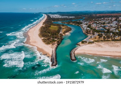 Cugen Creek And Kingscliff Beach In New South Wales 