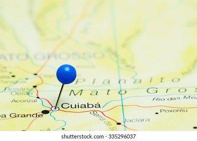 Cuiaba Pinned On A Map Of Brazil 