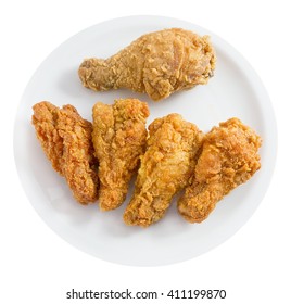 Cuisine and Food, Top View of Crispy Fried Chicken Wings Isolated on A White Background. - Shutterstock ID 411199870