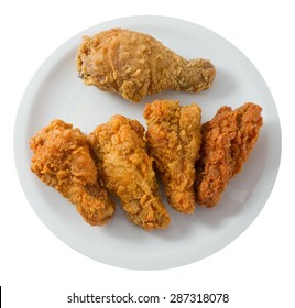 Cuisine and Food, Top View of A Plate of Crispy Fried Chicken Wings Isolated on A White Background. - Shutterstock ID 287318078
