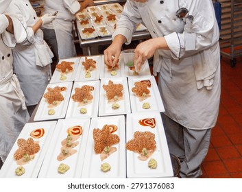 Culinary students practicing for their final test