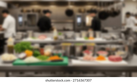 Culinary Symphony Chefs preparing fresh ingredients in restaurant kitchen.