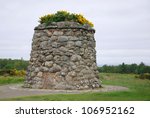 Culloden battle field memorial monument. The Battle of Culloden was the final confrontation of the 1745 Jacobite Rising.The conflict was the last pitched battle fought on British soil,