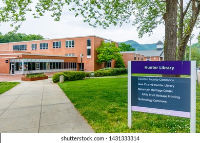 CULLOWEE, NC, USA - MAY 4: Hunter Library on May 4 2019 at Western Carolina University in Cullowhee, North Carolina.