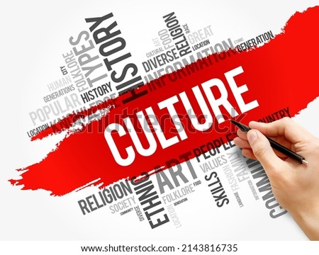 Culture - the arts and other manifestations of human intellectual achievement regarded collectively, word cloud concept background