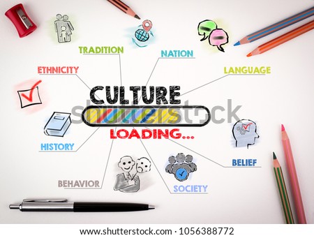 Culture Concept. Chart with keywords and icons on white background