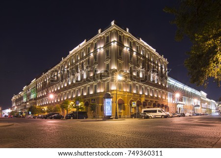 Culture square at night, St. Petersburg, Russia