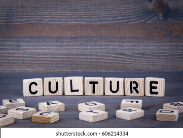Culture word written on wood block