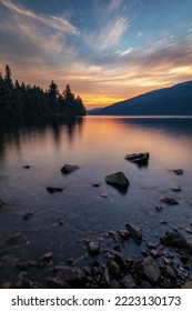 Cultus Lake Shoreline at Sunset in British Columbia, Canada