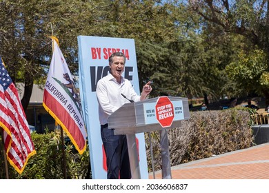 Culver City, California, September 5, 2021- California Governor Gavin Newsom Speaks At His Recall Election Rally At Culver City High School.