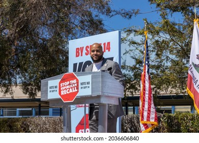 Culver City, California, September 5, 2021-Assemblyman Isaac Bryan Speaks At California Governor Gavin Newsom's Recall Election Rally At Culver City High School.