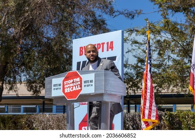 Culver City, California, September 5, 2021-Assemblyman Isaac Bryan Speaks At California Governor Gavin Newsom's Recall Election Rally At Culver City High School.