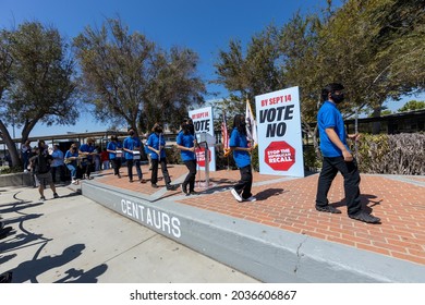 Culver City, California, September 5, 2021-Culver City High School Marching Band Takes The Stage At California Governor Gavin Newsom's Recall Election Rally.