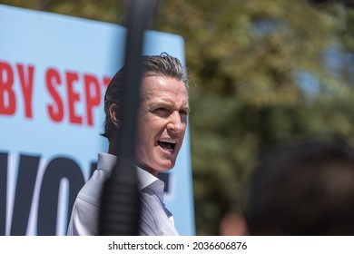 Culver City, California, September 5, 2021- California Governor Gavin Newsom Speaks At His Recall Election Rally At Culver City High School.