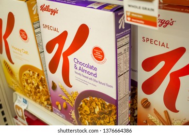 Culver City, California/United States - 4/5/19: Several Varieties Of Special K Cereal At The Grocery Store