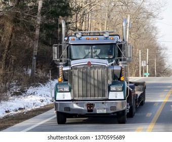 Cumberland, MD / USA - April 5 2019: Big Rig On Road 