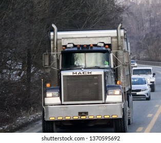 Cumberland, MD / USA - April 5 2019: Big Rig On Road 