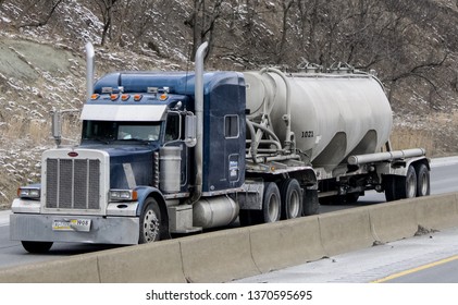 Cumberland, MD / USA - April 5 2019: Big Rig On Road 