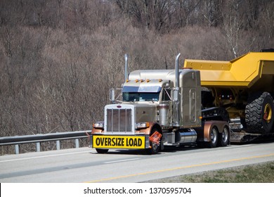 Cumberland, MD / USA - April 5 2019: Big Rig On Road 