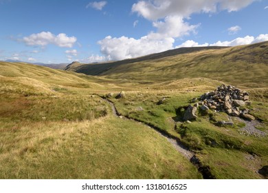 Cumbria Way Over Stake Pass With Shining Blue Weather