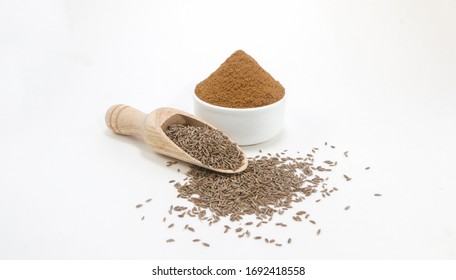 Cumin Powder With Cumin Seeds In Bowl