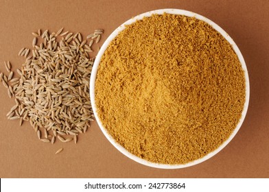 Cumin Seeds And Cumin Seed Powder In Bowl