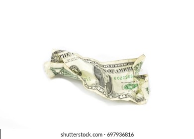 Cummpled dollar bill