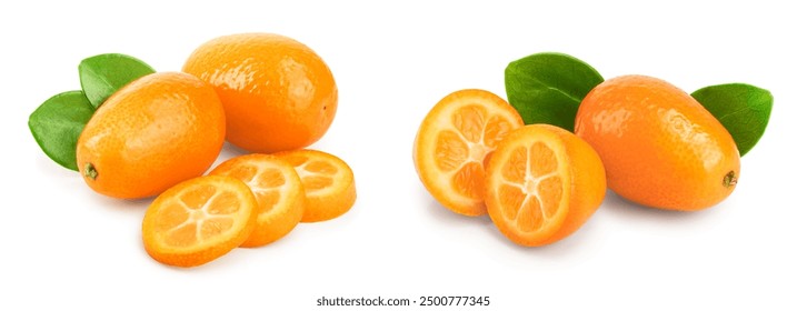 Cumquat or kumquat with slies isolated on white background - Powered by Shutterstock