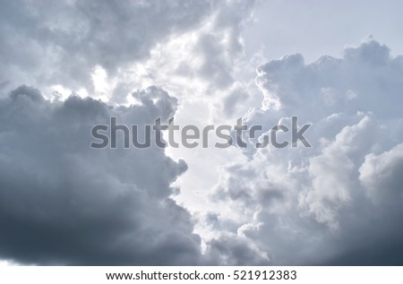 Cumulonimbus cloud formations on tropical sky, Nimbus moving, Appearance of raincloud, Abstract background from natural phenomenon, Dark clouds moved, Dramatic cloudscape area, Thailand 