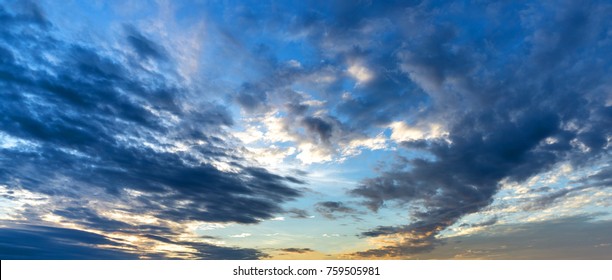 Cumulus Cloud Is Floating On The Twilight Sky At Morning, Cinematic Ratio