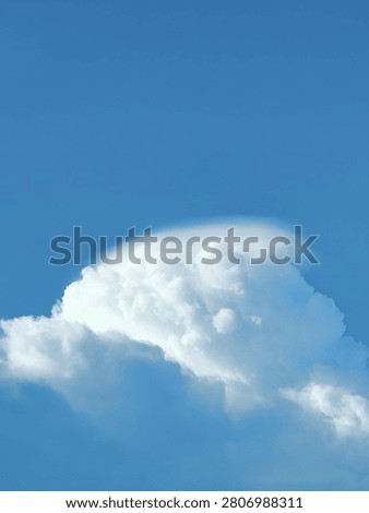 Cumulus Cloud Tower Topped with a Smooth Pileus Cap in Blue Sky