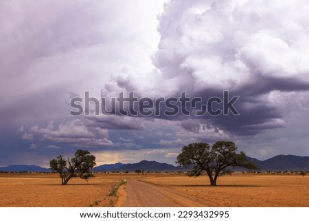 Cumulus clouds build up before the rain came down Namibia