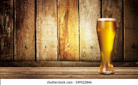 Cup Of Beer On Wood 