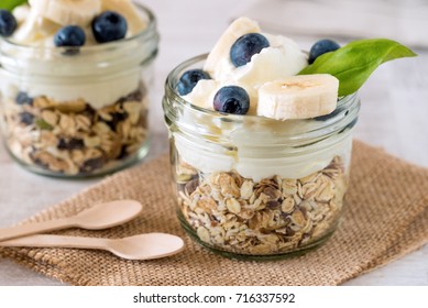 Cup Breakfast Healthy Muesli Blueberry Banana Stock Photo 716337592 ...