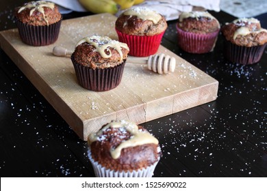 Cup Cake. Perfect Banana Muffins With Peanut Butter. A Perfect Snack. Homemade Snack. Delicious Muffins. 