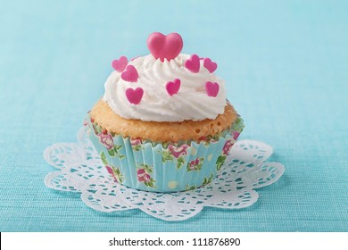 Cup Cake With Pink Marzipan Rose