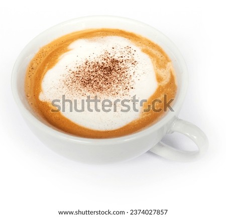 Cup cappuccino on white isolated. 