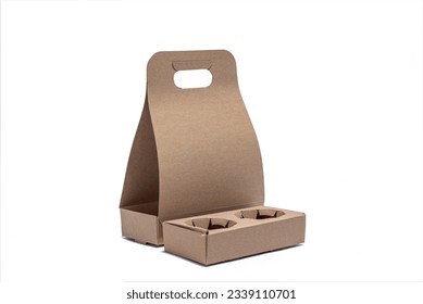 cup carrier using cardboard and customized disaposable at high res. images and isloated with white background with a blurry ends - Powered by Shutterstock